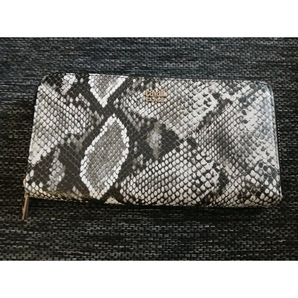Cavalli Class By Roberto Cavalli Embossed Snake-Print Leather Zip-Around Wallet